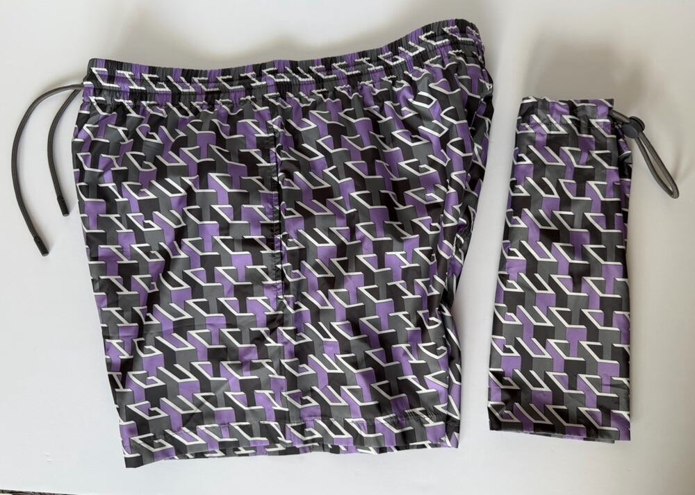 Gucci Men's Boxer Stone/Lilac Nylon Swim Shorts 30 US (46 Euro) Italy 787899